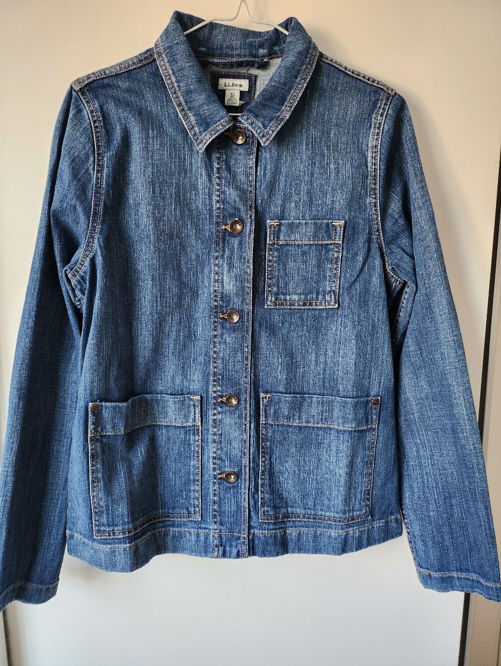L.L. Bean Medium Wash Denim Chore Jacket - Blue